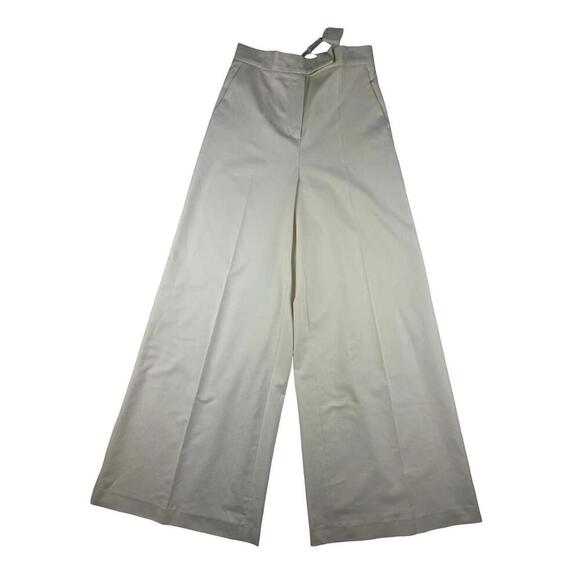 Pants - Max Mara Finish Wide Leg Pleated Trousers Ivory Size 38 IT | 4 US